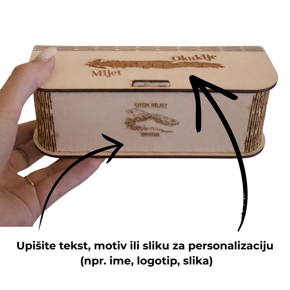 Drvena kutija za naočale „Mljet” – personalizirana graviranjem
