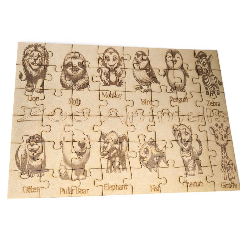 Drvena puzzle za djecu sa zoo motivom – personalizirana slagalica s graviranjem