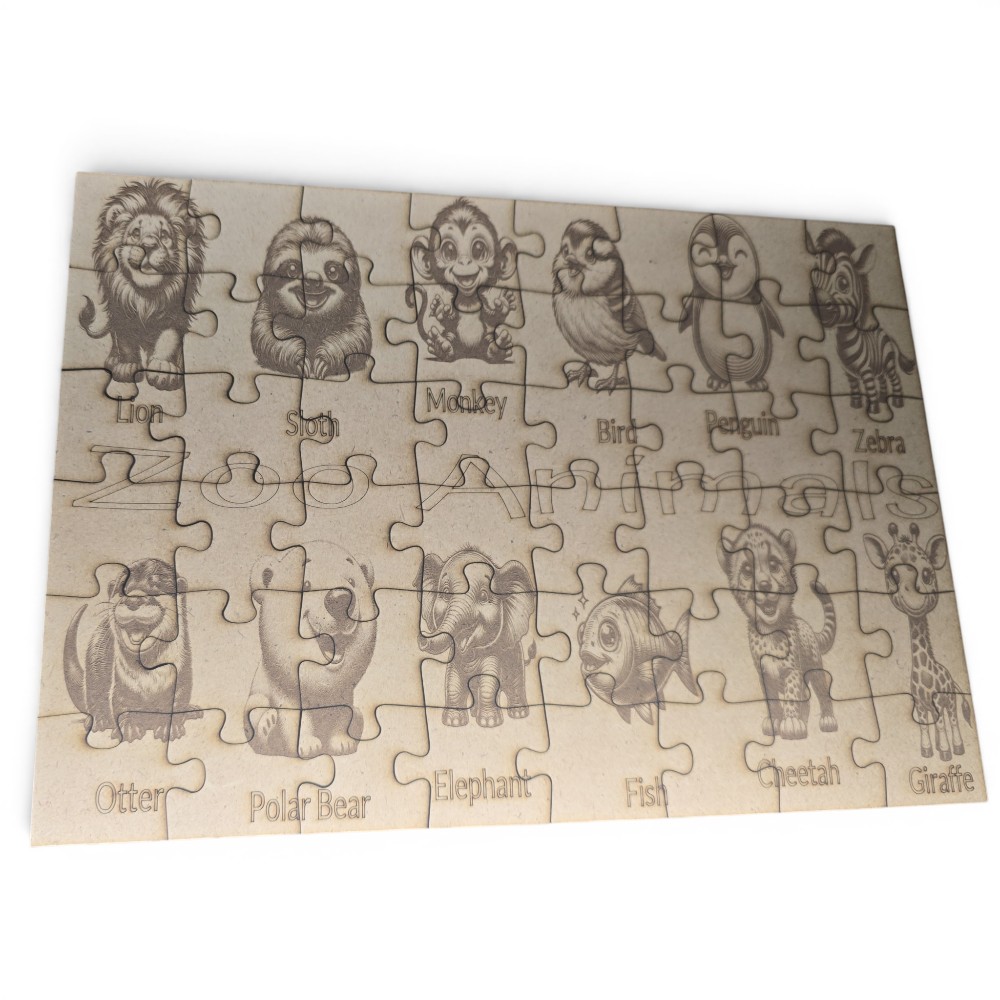 Drvena puzzle za djecu sa zoo motivom – personalizirana slagalica s graviranjem