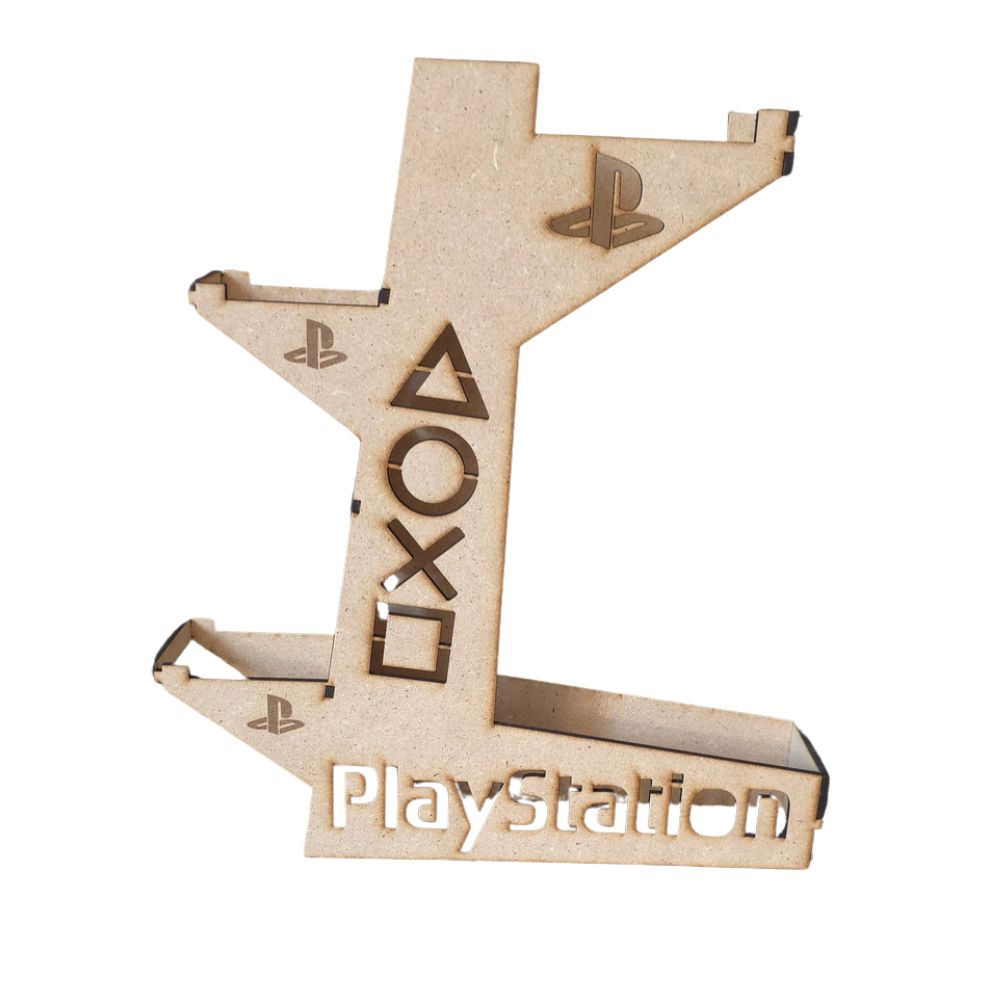 Drveni držač za PlayStation kontrolere i slušalice – gaming dekoracija i poklon