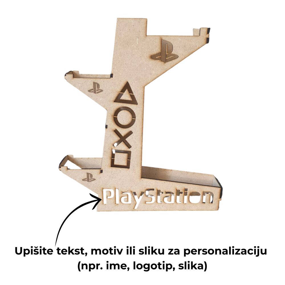 Drveni držač za PlayStation kontrolere i slušalice – gaming dekoracija i poklon