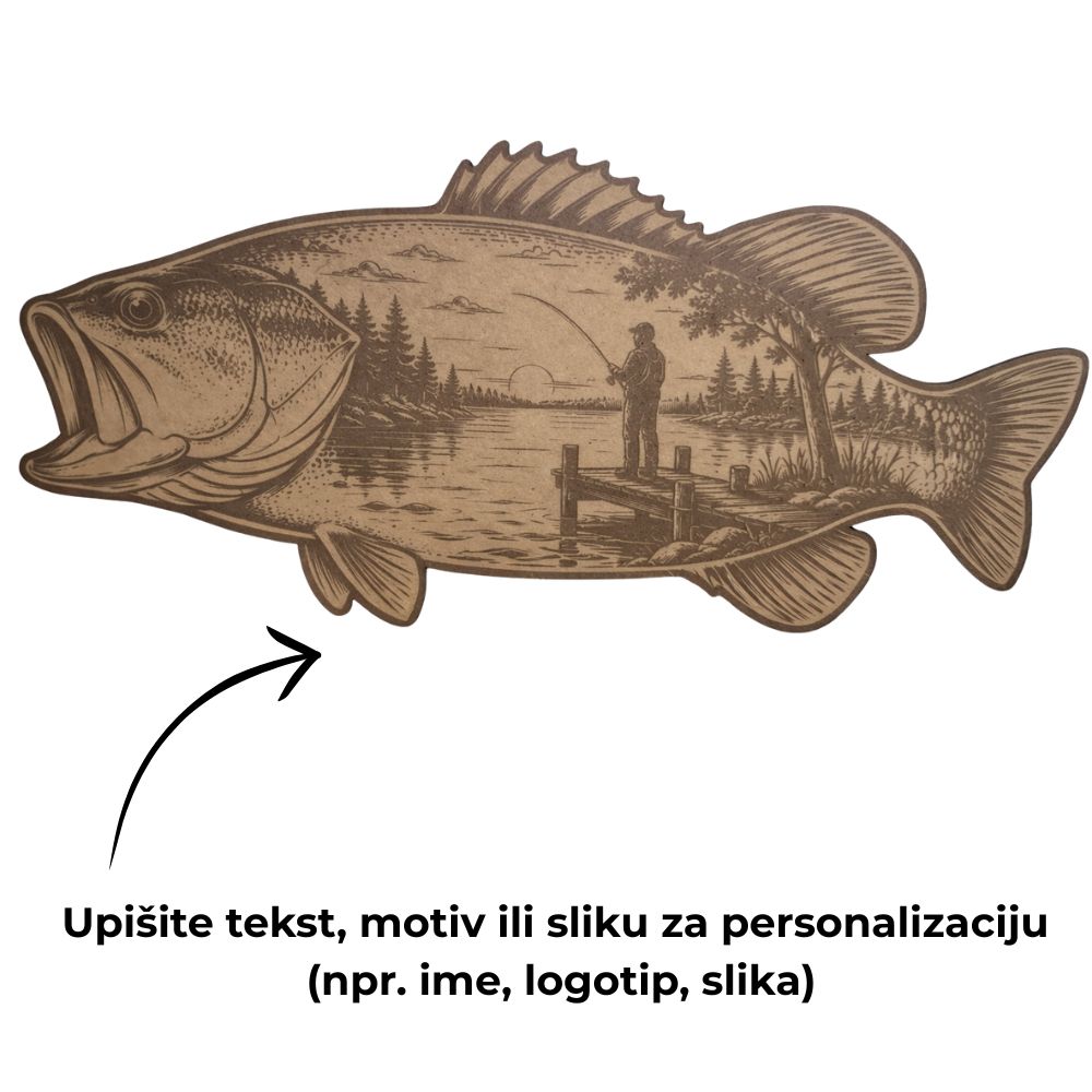 Ukras za zid „Riba” s motivom ribića – personalizirani poklon za ribiče