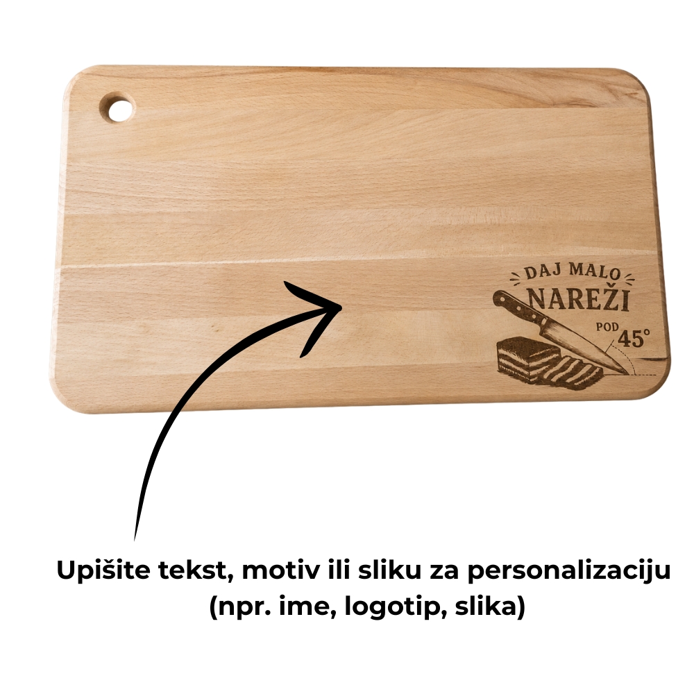 Velika personalizirana daska za rezanje i posluživanje – POD 45 (44,5 × 26,5 cm)
