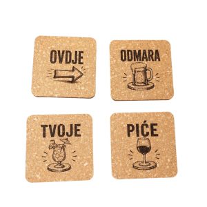 Personalizirani podmetači za čaše od pluta 10 × 10 cm – set 4 kom
